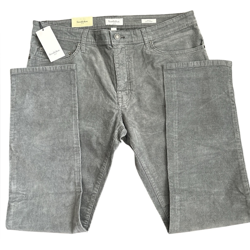 NWT, Goodfellow & Co Men’s Slim Fit Jeans, Gray Corduroy, 5 Pocket Pants, 38x32